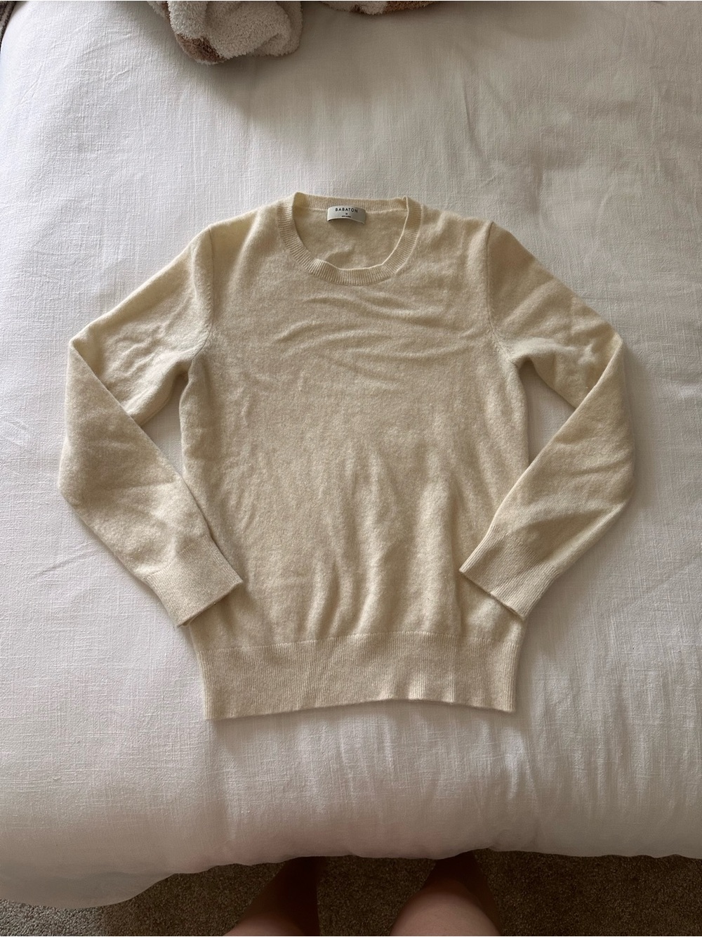 Babaton Cashmere Cream Crewneck Sweater - Lightweight Classic